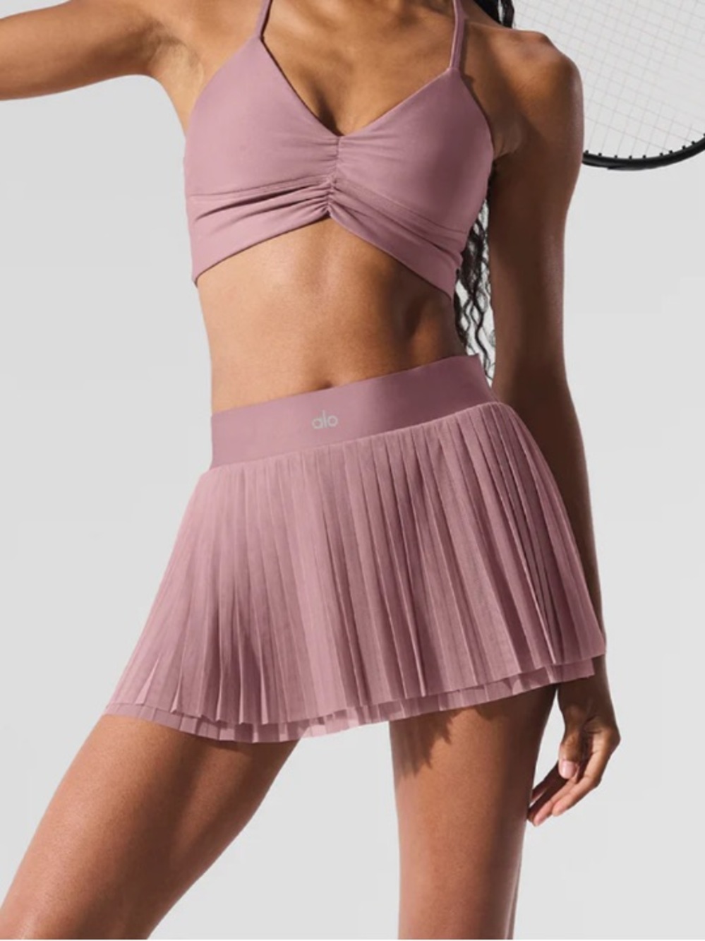 ALO YOGA Smoky Quartz Mesh Skirt - Picture 1 of 5